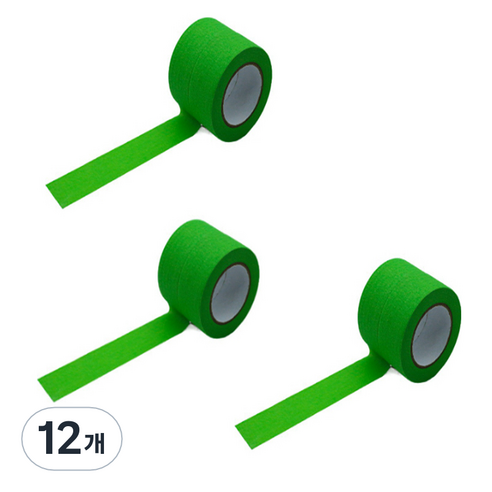 만들하비 컬러 종이 마스킹 테이프 2cm x 13m, 그린, 12개
