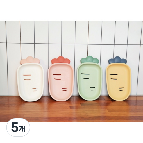 나무팩토리 당근모양 비누거치대 비누받침대, 체리레드, 5개
