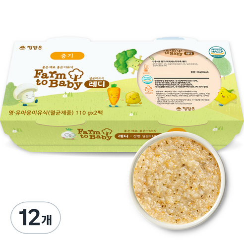 팜투베이비 레디 실온이유식 중기, 미역채소두부죽, 110g, 12개