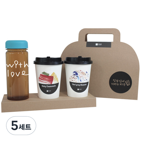 1AM 쥬뗌므 프리미엄 크라프트 with love 보틀 블랜딩차세트 하늘뚜껑, 패키지 + 티백세트(테이크아웃잔 2p + 루비 캐모마일 3p + 얼그레이 블라썸 3p) + with love 보틀 스티커 + 트라이탄 보틀 + 말씀안에 패키지 스티커, 5세트