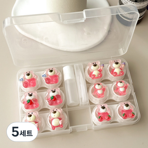 특별한상점 요일별 6개 귀여운 콘택트렌즈 케이스 흡착봉 집게 세트, D, 5세트