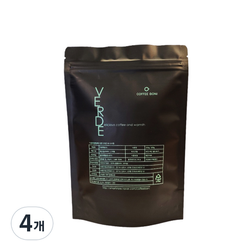 커피보니 베르데 아라비카 블렌딩 원두커피, 홀빈, 500g, 4개