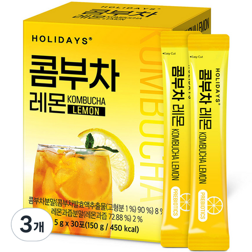 홀리데이즈 콤부차 레몬 30p, 5g, 30개입, 3개