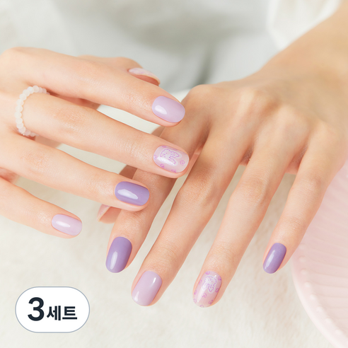 데싱디바 글로우 네일스티커 + Prep Pad 2p + Nail File 세트, 럭키 버니, 3세트