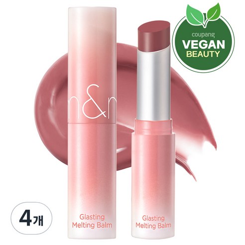 롬앤 글래스팅 멜팅 립밤, 베일드 로즈, 3.5g, 4개