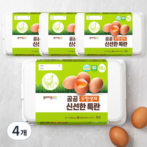 곰곰 무항생제 신선한 특란, 15구, 4개