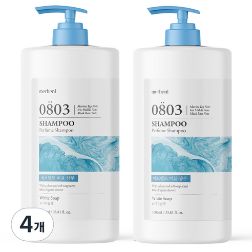 메르헨트 대용량 퍼퓸 샴푸 화이트솝, 1000ml, 4개