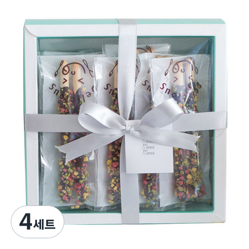 민트윗창상자 4p + 주자리본은색 1.5cm 4p + 메르시택 4p, 혼합색상, 4세트
