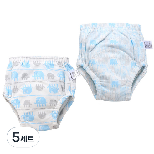 베베니즈 유아용 큐트패턴 배변훈련 팬티 2종 세트, 코끼리, 5세트