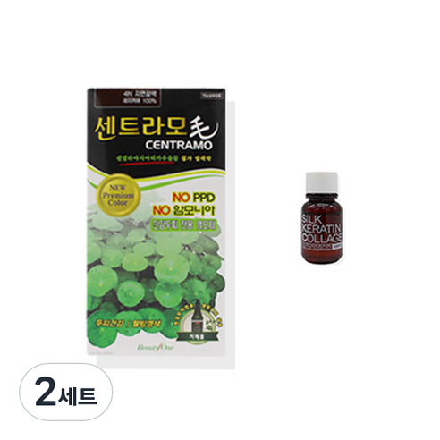 뷰티원 염색제 프리미엄 센트라모 코팅 칼라크림 120g + 앰플 세트, 자연갈색, 2세트