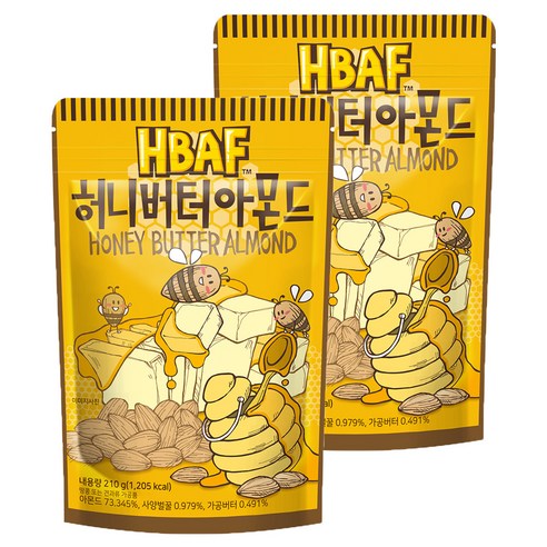 HBAF 허니버터 아몬드, 210g, 2개