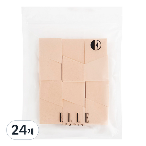 ELLE PARIS 웨지 메이크업 퍼프 대용량, 24개, 무향