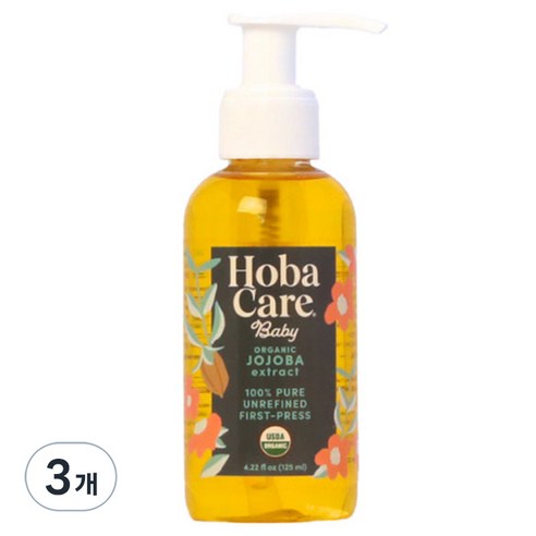 더호호바컴퍼니 베이비 비정제 유기농 호호바오일, 125ml, 3개