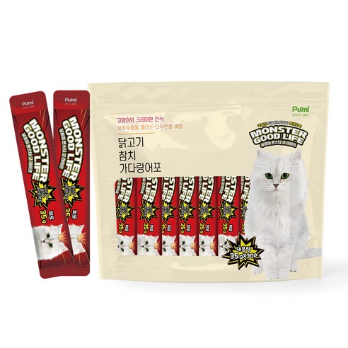 푸르미 고양이 몬스터굿라이프 대용량 35g 짜먹는 간식 30p, 녹차, 30개