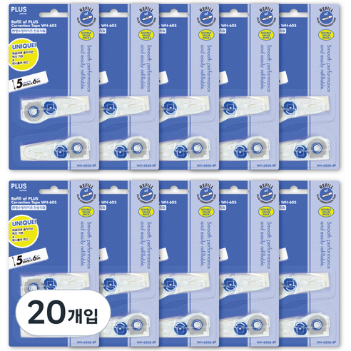 플러스 수정테이프 리필 WH-605R 2개, 혼합색상, 20개