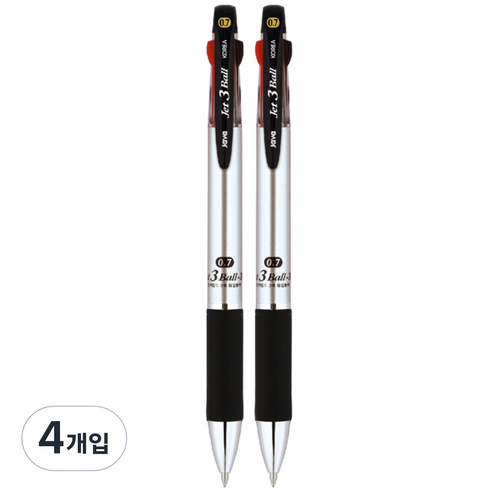 자바펜 제트3볼 M 멀티펜 0.7mm, 메탈릭실버, 4개