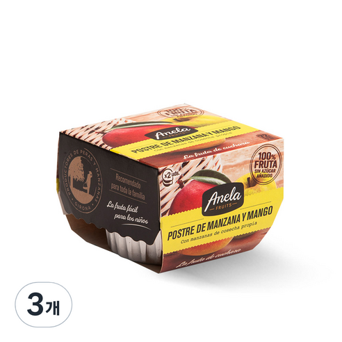 아넬라 생과일 프리미엄 디저트 과일퓨레 2p, 망고, 200g, 3개