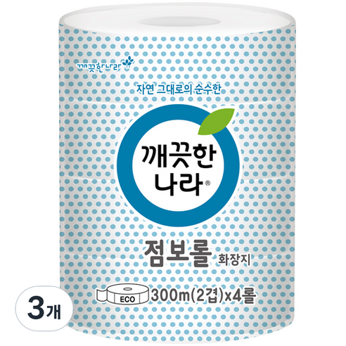 깨끗한나라 ECO 점보롤 화장지 300m, 4개입, 3개