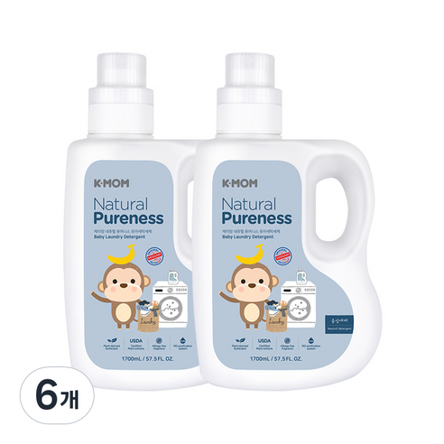 케이맘 유아세탁세제 용기 1700ml, 6개