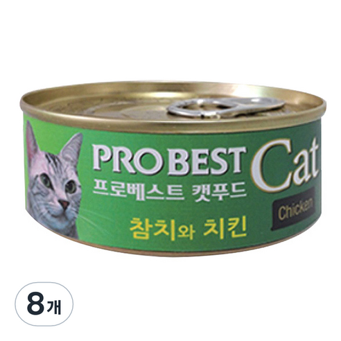 프로베스트 캣푸드 고양이 간식캔, 참치 + 치킨 혼합맛, 8개