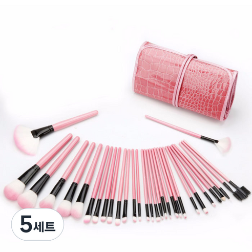 악어 파우치 브러쉬 32종 세트, 핑크, 5세트