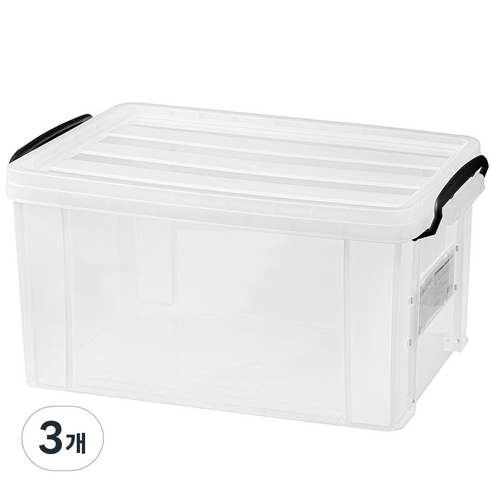 코멧 국내생산 다용도 모던 수납박스, 투명, 3개