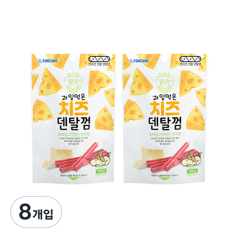 포켄스 과일먹은 치즈덴탈껌, 딸기, 100g, 8개