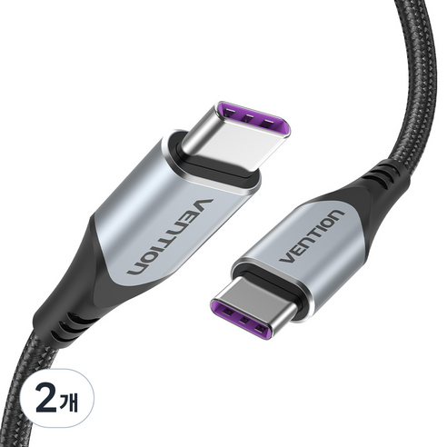 벤션 USB 3.1 Gen2 100W 초고속 C to C 케이블, 혼합색상, 0.5m, 2개