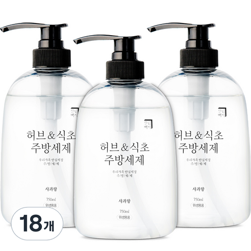 살림백서 허브 앤 식초 주방세제 사과향, 18개, 750ml