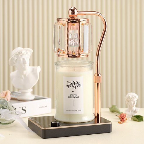 캔들백화점 엘사 캔들워머 + 소이 캔들 750g 세트, 화이트웨딩, 로즈골드(블랙)