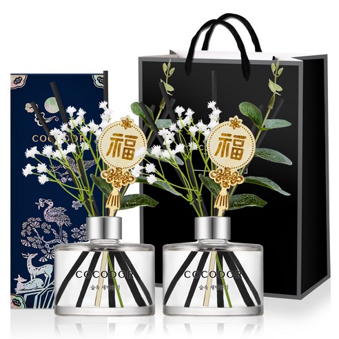 코코도르 전통 디퓨저 200ml × 2p + 쇼핑백 세트, 숲속새벽공기, 1세트