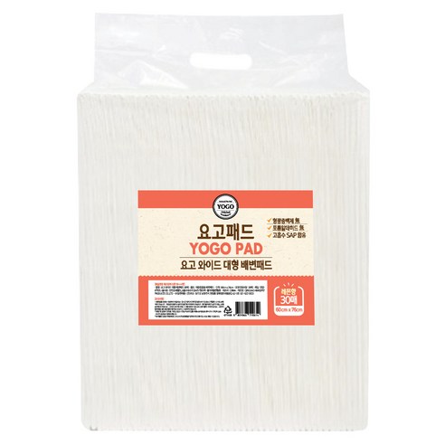 요고펫푸드 반려동물 와이드 대형 배변패드 45g 레몬향 30매, 30개입, 1개