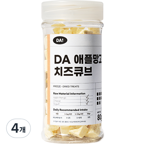다펫토리 반려동물 동결건조 간식 DA과일치즈큐브, 80g, 4개, 애플망고