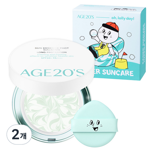 에이지투웨니스 오롤리데이 에디션 선 에센스 팩트 카밍 롱프로텍션 SPF50+ PA++++, 12.5g, 2개