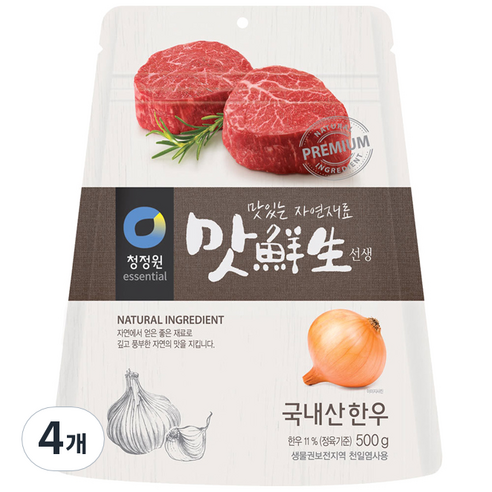 청정원 맛선생 한우 조미료 파우치, 500g, 4개