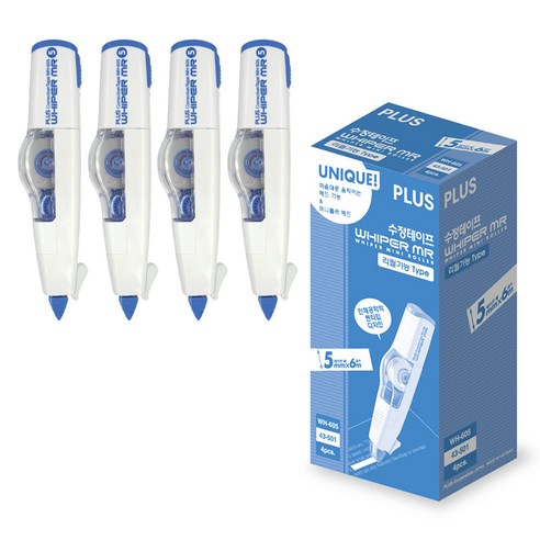 PLUS 화이퍼 MR 수정테이프 WH-605 4p, 혼합색상, 1개