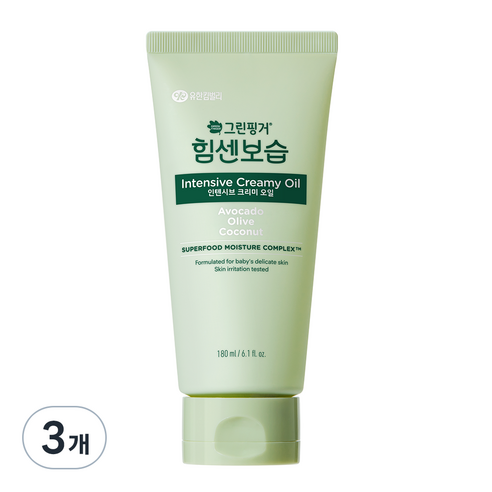 그린핑거 힘센보습 인텐시브 크리미오일 유아 크림, 180ml, 3개