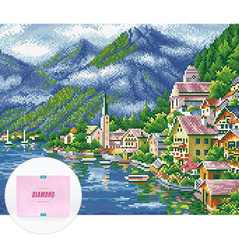 디클레어 액자 캔버스형 보석십자수 DIY 키트 40 x 50 cm, 1세트, 내가 살고 싶은 곳