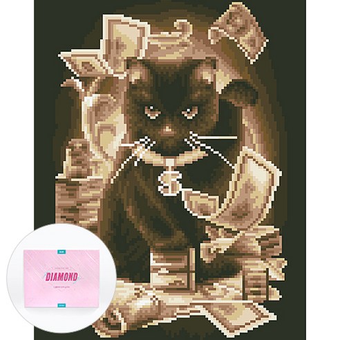 디클레어 액자 캔버스형 보석십자수 DIY 키트 40 x 50 cm, 리치캣츠, 1세트