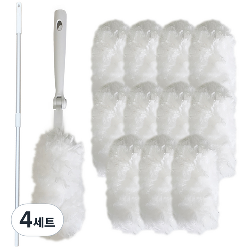 핌 먼지털이 + 리필 12p + 시스템 2단 조절 파이프 세트, 혼합색상, 4세트