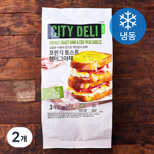 시티델리 프랜치토스트 햄에그야채 (냉동), 175g, 3개입, 2개