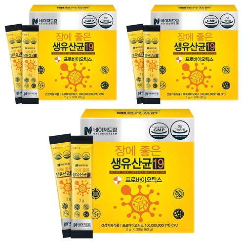 네이처드림 장에좋은 생유산균19 30p, 60g, 3개