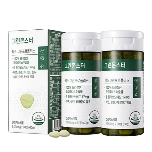 그린몬스터 맥스 그린프로폴리스, 60정, 2개