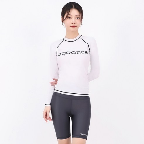 아쿠아티카 여성용 래쉬가드 상의 AQAWTS23004 + 하프 워터레깅스 AQAWLE23006 + 스판수모 + 비닐백 세트