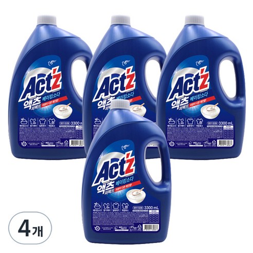 액츠 퍼펙트 베이킹소다 액상세제 본품, 3300ml, 4개