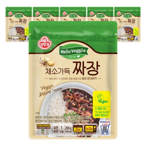 오뚜기 헬로 베지 채소 가득 짜장, 6개, 200g