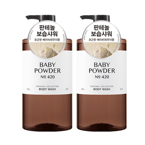 [비건라이프] 해피바스 오리지널 컬렉션 바디워시 베이비파우더향, 910g, 2개