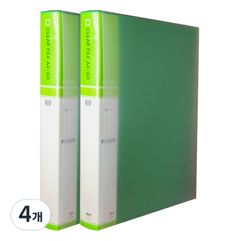 칼라 링화일 인덱스 3공 A4 60매, 녹색, 4개