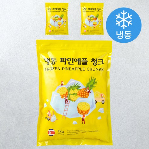 파인애플 청크 (냉동), 1kg, 3개