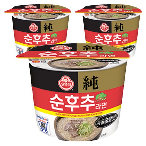 오뚜기 순후추라면 사골곰탕맛 컵라면 105g, 3개